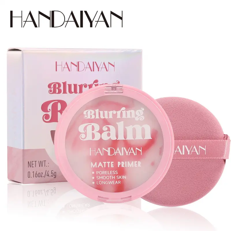 1PC HANDAIYAN Pore Blurring Matte Makeup Balm Built In Soft Powder Puff Oil Control Poreless Flawless Skin All Day Wear Daily Commute Party Makeup ViralPrimer PoreBlurHacks GRWMMakeup MakeupTutorial FacePrimerCosmetics Blurring Finish