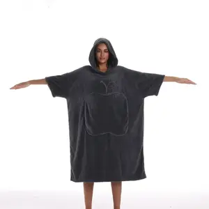 Deep Couple Wearable Bathrobe Beach Towel Sleepwear, Multi-Purpose Dry Wet Use, Apple Shape Pocket, Soft Comfortable Lightweight Breathable