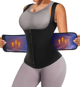 Women's Adjustable Zipper Sauna Tank Top, Tummy Control Shapewear Sleeveless Sauna Waist Trainer Vest Shirt for Women, Lady Workout Yoga Gym Exercise Clothing, Fajas Para Mujer