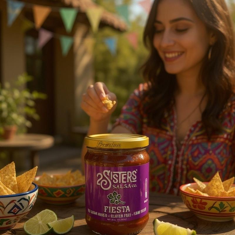 2 Sisters' Salsa Company Premium Fiesta Salsa - Gluten-Free, No Sugar Added, Antioxidant-Rich, Low-Carb Flavor Booster for Everyday Dishes