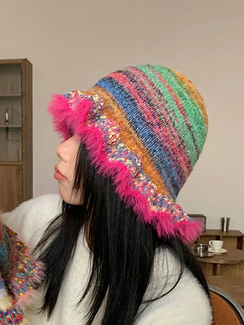 knitted ruffle hat grey - TikTok Shop display picture 2