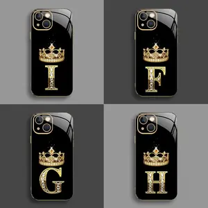 Suitable for [iPhone 13 Mini] New high-end crown electroplated gold edge mobile phone case new business simple explosion-proof mobile phone case affordable anti-fall anti-fingerprint-888