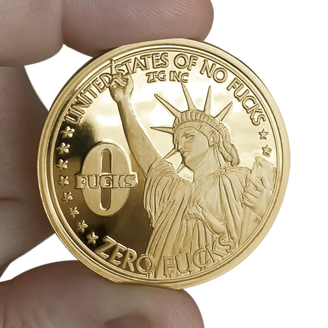 "Liberty" Decision Maker Challenge Coin (Gold) - 1oz Heavyweights with Extreme Details for Quick Choices (0 Fucks/1 Fucks Options)
