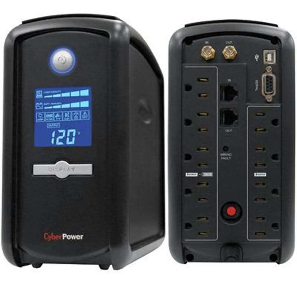 Cyberpower 1000VA Tower UPS with AVR, LCD Panel, 600W, 120VAC +/-5%, 5 Fail-Safe Outlets, GreenPower, Surge Guard, Batteries Included (12.75in W x 8.75in H x 10.5in D) for PC (Computers & Office Desktop/Laptop Component Stabilizer)