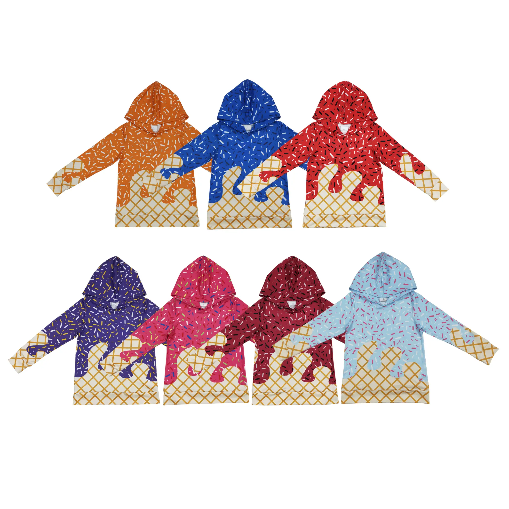 Fall Vibes kids clothes long sleeve Ice Cream Baseball Boy Hoodies Kids Casual Top