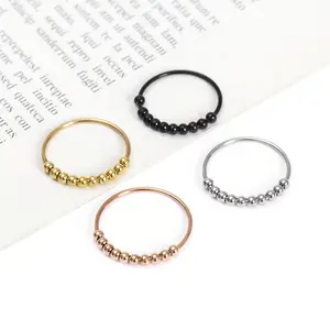 Anxiety Relief Spinner Ring, Fidget Bead Ring for Stress, Custom Jewelry