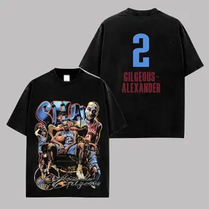 Shai Gilgeous-Alexander - SGA 2 Premium Cotton T-Shirt, Vintage Thunder Star Graphic Tee, Oklahoma City Basketball Fans Hoops Streetwear Shirt, Shai Fan Merch, Unisex Oversized Sports Gift Tee