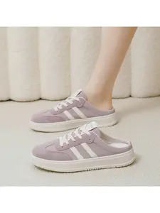 Women's Retro Half-back Mule Sneakers, Lazy Backless Design, Comfortable & Versatile, Suitable for Daily Commute & Casual Wear, Walking Shoes