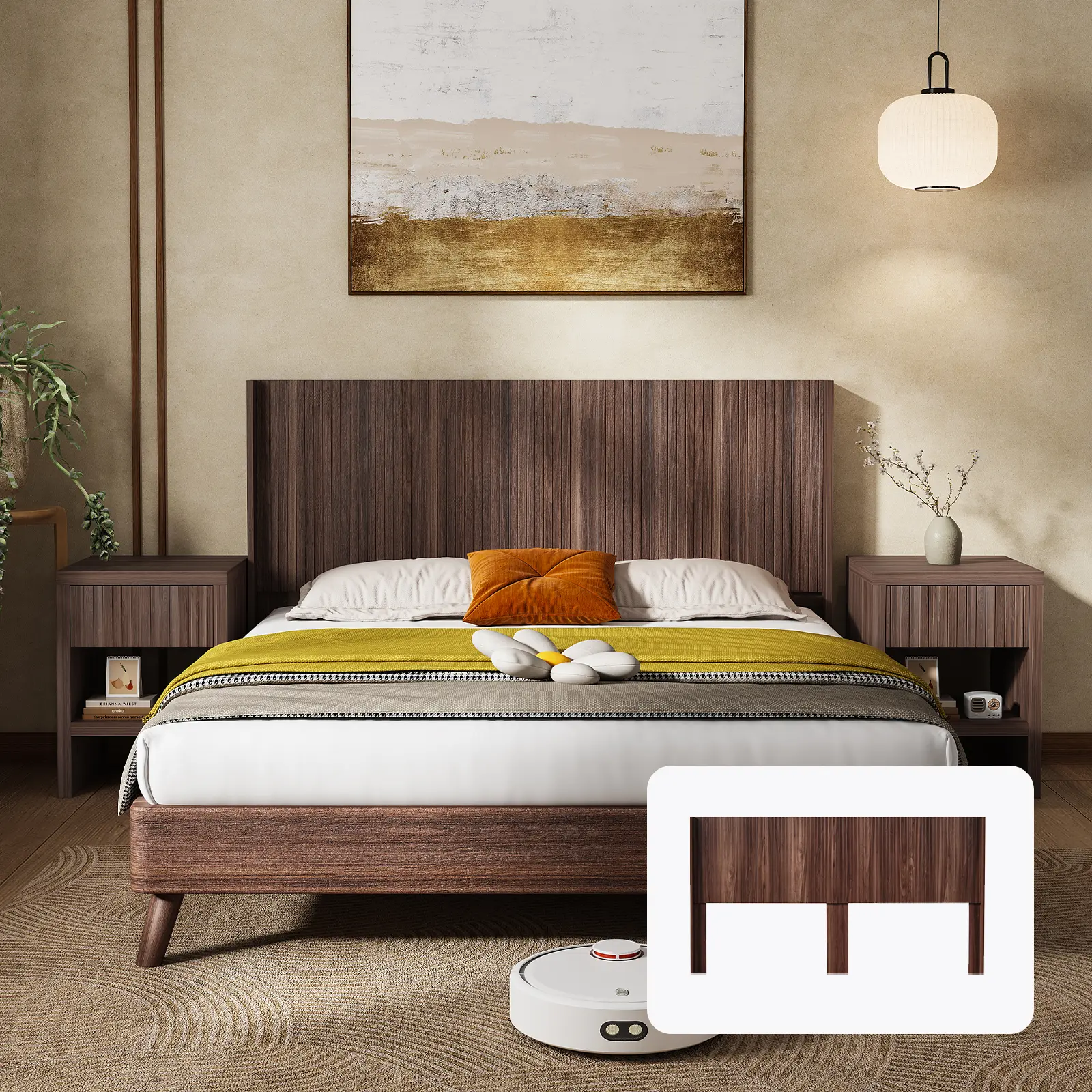 Wood Headboard King/Queen Size, 80.2"/64.4" Wide Wooden Queen Headboard Only, Modern Farmhouse Headboards, Wall Mounted Fluted Panel, Wingback Boho Headboards