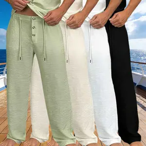 [ Summer Atmosphere ] Men's buckle texture design, ice silk drape casual pants, summer vacation style, loose wide leg pants, texture feeling, skin friendly, breathable, sweat wicking, soft and comfortable men's straight leg casual pants