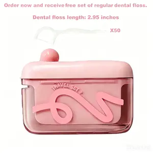 Automatic Pop-up Portable Floss Dispenser with 50 Pcs Dental Floss, Floss Dispenser Refillable, Travel Floss Picks Case for Home, Restaurant, and On-the-Go Oral Care Use