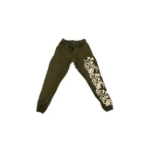 Olive Green Floral Sweatpants