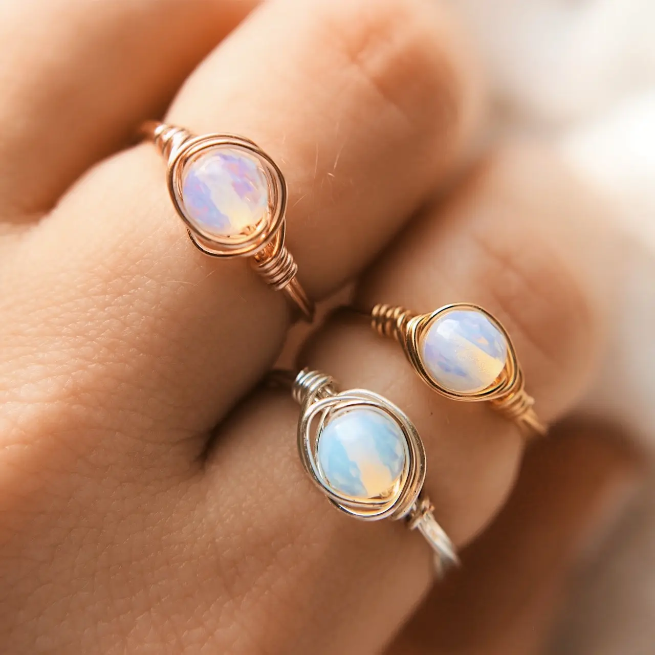 Opalite wire wrapped ring