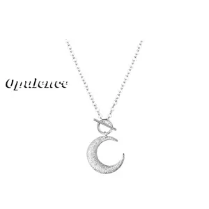 925   Silver Fashion Moon Design Pendant Necklace for Women & Girls, Fashion Jewelry for Party, Daily Decor, Trendy  Exquisite Jewelry for Birthday Gift birthday gift