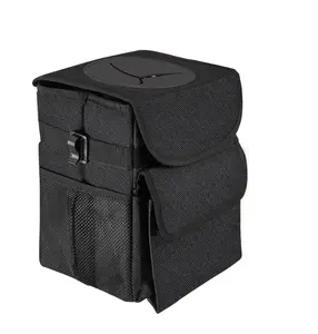 Car Trash Can with Lid and Storage Pockets - 100% Leak-Proof Car Organizer, Waterproof Car Trash bin, Garbage Can