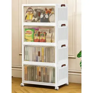 5layers Stackable Storage Bins With LIDS, Closet Storage And Storage Spaces With Doors, Large Plastic Storage Boxes With Wheels, Folding Lockers For Bathrooms, Kitchens, Camping And Offices. Organiser White