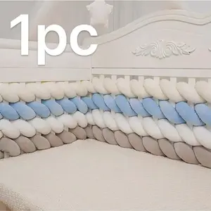 Baby Bed Fence (5m) Handmade Knitted Rope Knot Oil Ball Twisted Anti-Collision Soft Bag Baby Bed Guard, Side Protection Pad