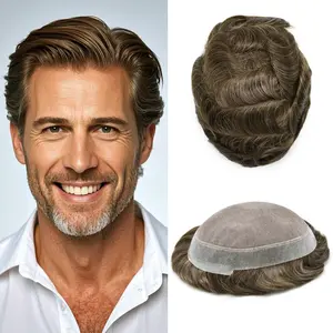 Singa Hair Toupee Hair For Men European Human Hair Piece Men Hair Replacemnt System Fine Monofilament Mens Toupee Hair Prosthesis Protesis Capilar Hombre US Stock