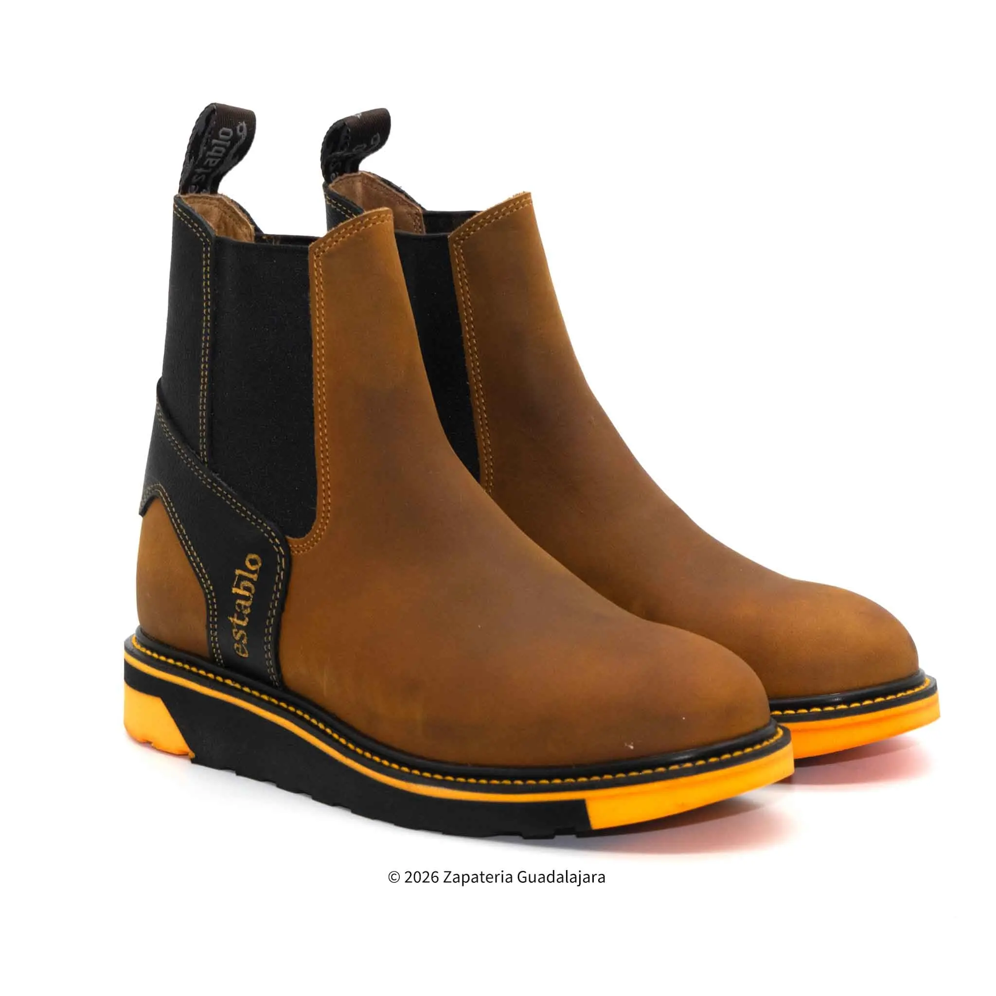 Mango Black Non Slip Leather Work Boot Establo-532