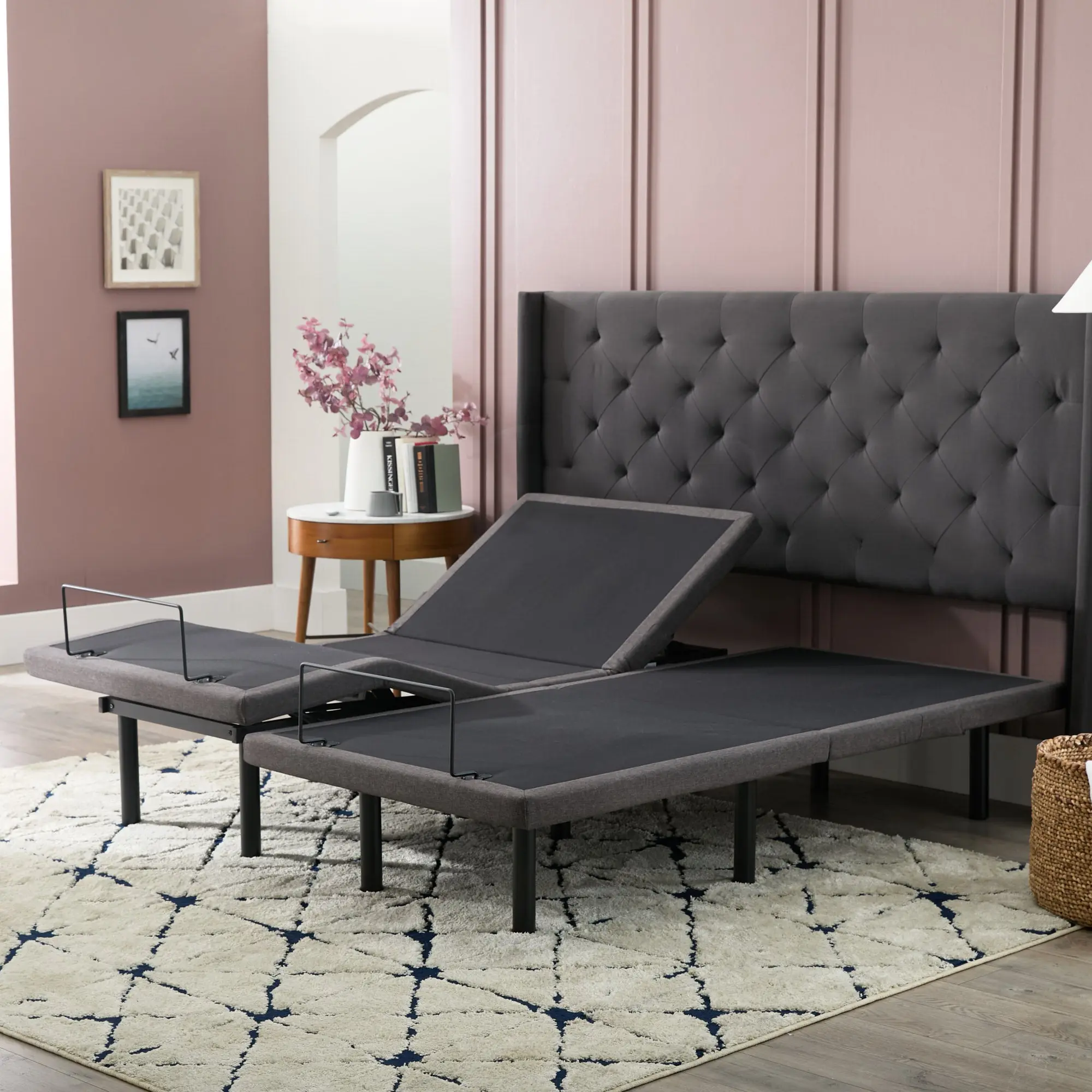 LUCID L300 Height Adjustable Elevated Bed Frame - Adjustable Bed Base with Bluetooth Syncing, Charging Ports, Flexible Height Alignment, Raised Feet Design, Flexible Height Alignment Bed Frames
