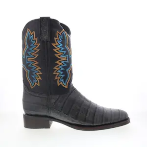 Dingo Gator DI-128 Mens Black Leather Slip On Cowboy Western Boots