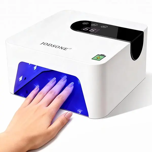 JODSONE Rechargeable Cordless Flash Cure Nail Lamp, Handheld UV Light for Gel Nails with Motion Sensor, 3 Timers, LCD Display for Manicure Art, Nail Art