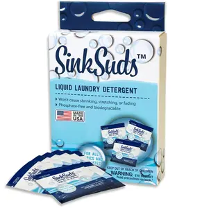 SinkSuds Laundry Detergent, Travel Size Liquid Soap, TSA Compliant, Safe For All Fabrics, 8 Packets (Packaging May Vary)