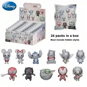 24PCS/1 Box Disney 100th Anniversary Limited Edition Mystery 3D Anime Bag Clip Keychain Set with Random Character Designs for Car Keys Cell Phone Charm Bag Hanging Ornament Birthday Party Favors Gifts