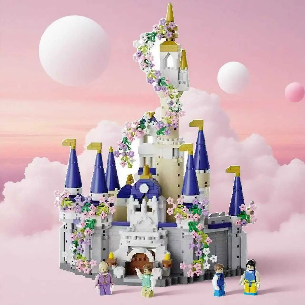 1477pcs Sakura Princess Castle Building Blocks, Fairy Tale Castle Model, Dream Palace DIY Mini Bricks Set, Creative Educational Toy Gift, Building Sets, Building Model Kit
