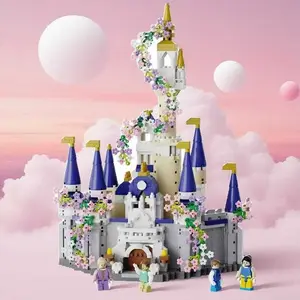 1477pcs Sakura Princess Castle Building Blocks, Fairy Tale Castle Model, Dream Palace DIY Mini Bricks Set, Creative Educational Toy Gift, Building Sets