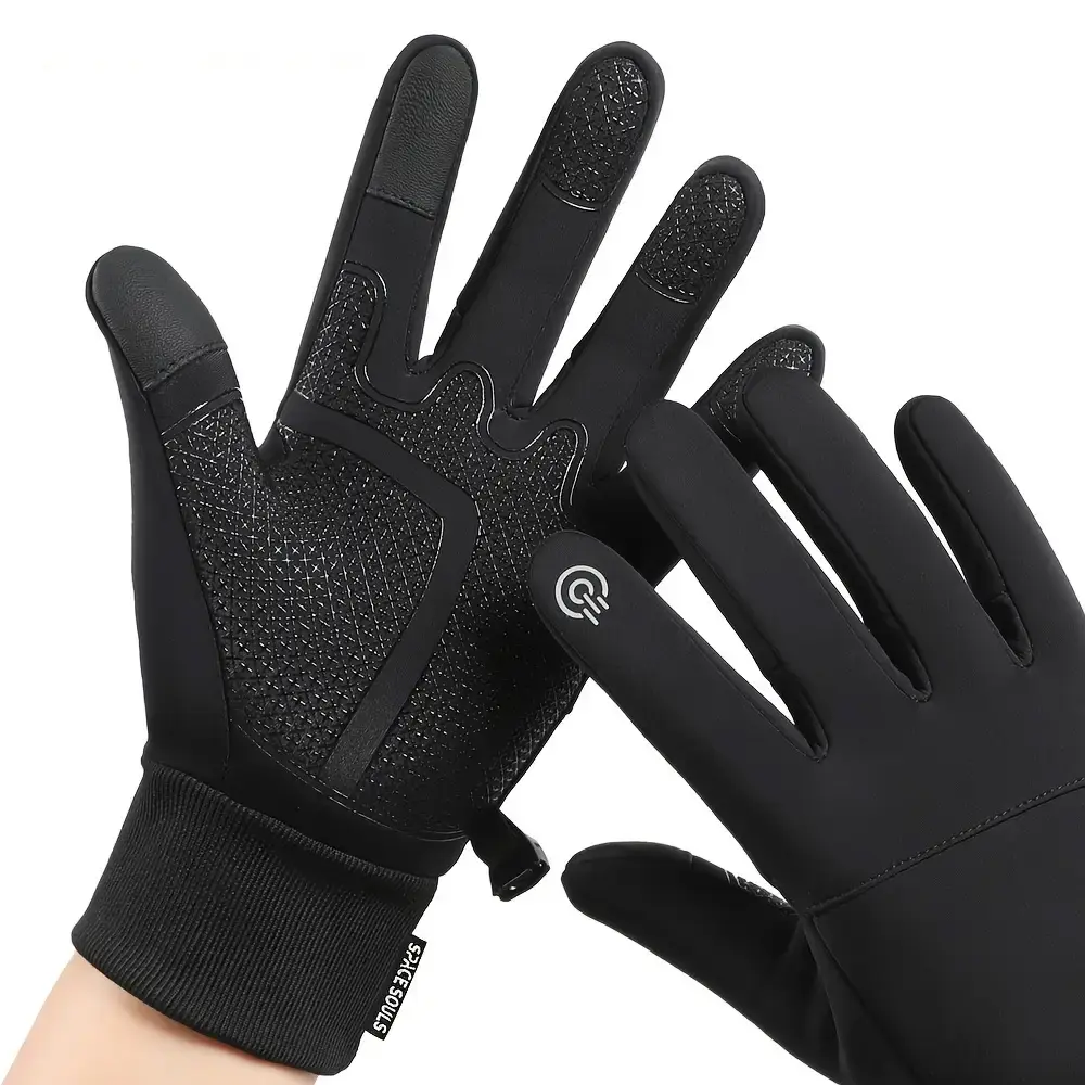 Winter Fleece-Lined Warm Gloves Outdoor Sports Windproof Touchscreen Gloves Outdoor Running Cycling Fishing Skiing Gloves Men Women Cold-Proof Gloves