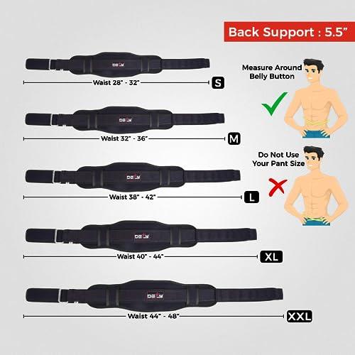 DEFY Weight Lifting Belt Lumbar Support with Neoprene Double Back Belt 5 Inches Wide Gym Training Fitness Exercise Bodybuilding Firm and Comfortable with Back Injury Protection