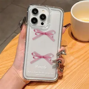 Bowknot Pattern Clear Phone Case, Full Body Anti-drop Phone Protector Cover, Phone Accessories Compatible with iPhone 11 12 13 14 15 Pro Max