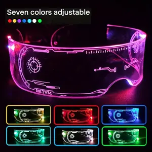 LED Light Up Glasses, 1 Count Futuristic Design Glasses, Neon Glow In The Dark Glasses for Party, Cosplay, Festival, Outdoor Sports, Masks, Party Event Props