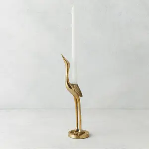 Z Gallerie Gold Crane Taper Holder Elegant Aluminium Finish 3.2x3.2x12.6 Inches for Mantel Shelf or Tabletop Vintage Candle Stand Room Decor Accessories Ornaments
