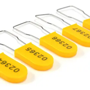 100 PCS Plastic Wire Padlocks, Numbered Plastic Padlocks Security Seals Electric Meter Seal Disposable Anti-Tamper Locks, Yellow