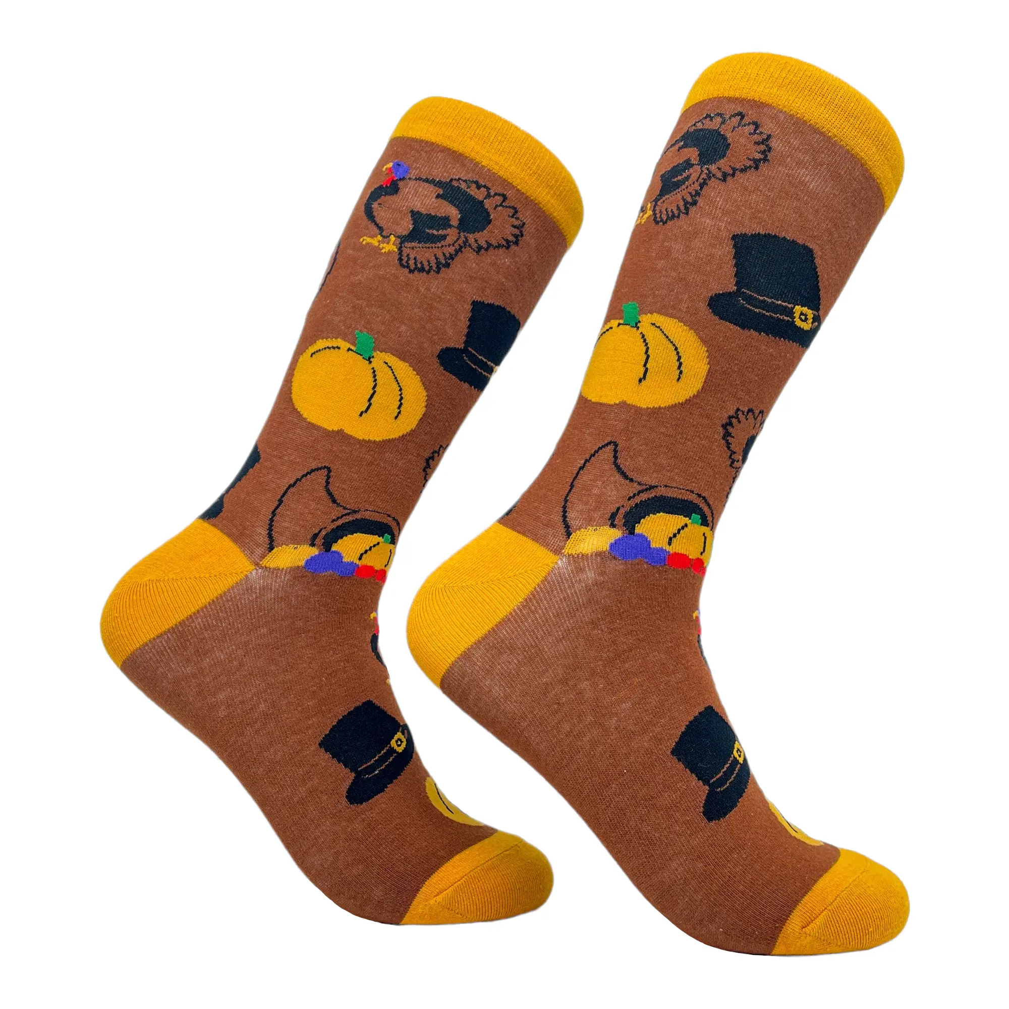Womens Thanksgiving Socks Funny Turkey Day Graphic Holdiay Novelty Footwear Funny Graphic Socks Comfortable Fitted Spandex Cotton