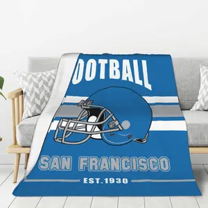 San Francisco Football Flannel throw blanket - for sofas, beds, living rooms, chairs, cars, beaches, travel, outdoor use, air conditioning covers - rectangular shape, the perfect gift for sports enthusiasts
