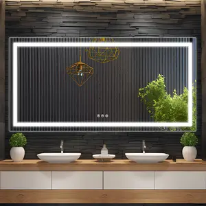 【GARVEE】LED Bathroom Mirrors in Multiple Sizes (48x32 to 84x32 inches) with Stepless Dimmable Double LED Lights, Anti-Fog, Shatterproof Tempered Glass, Memory Function, 3 Color Modes, Easy Installation, Ideal for Makeup and Shaving