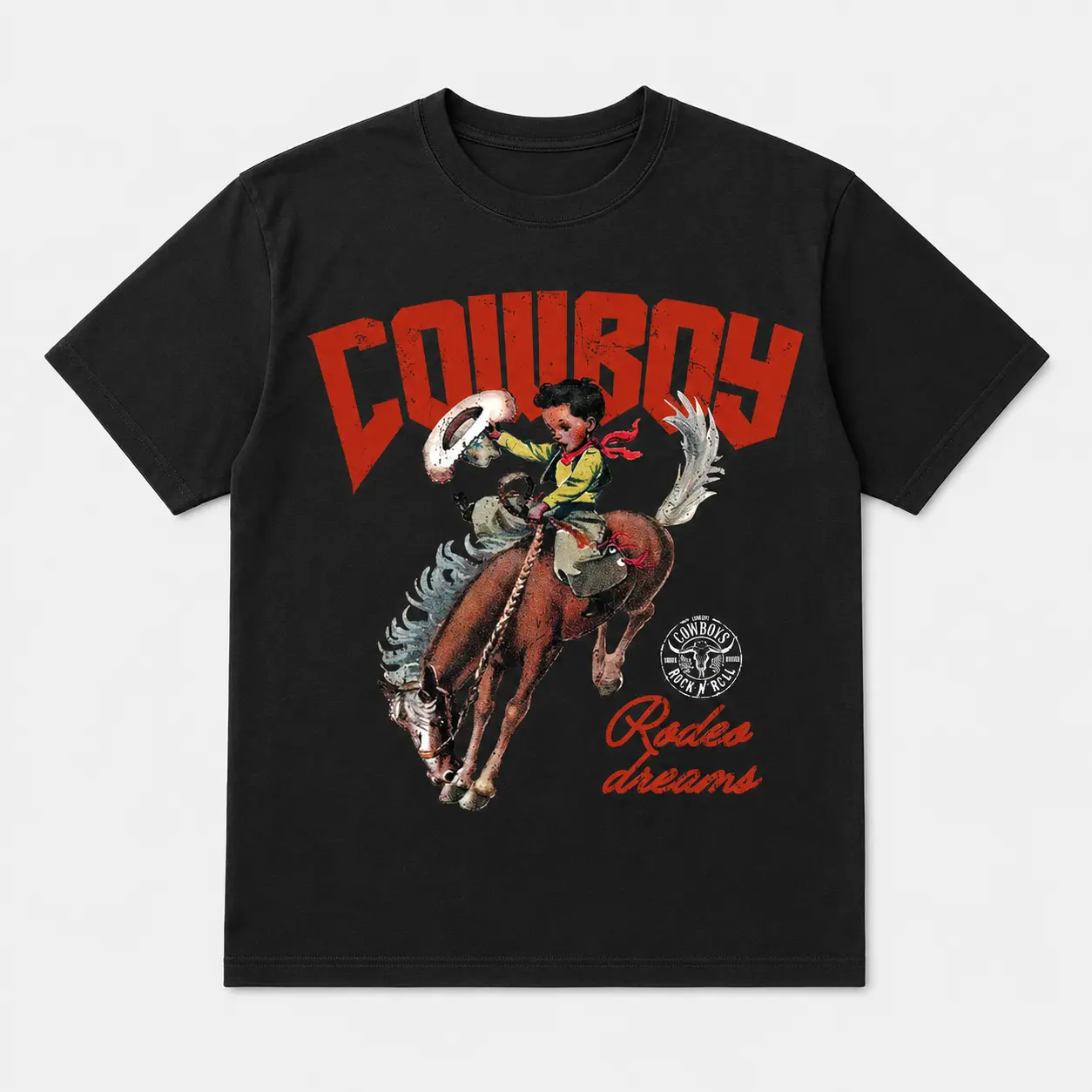 Men's Cotton Vintage Cowboy Graphic T-Shirt - Round Neck, Sleeveless, Western Retro Rodeo Style, African American Cowboy Design, Casual Summer Menswear for Workout, Streetwear men fashion graphic tee