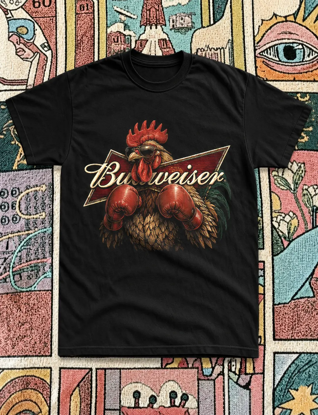 Budweiser Rooster Boxing Shirt, Funny Chicken Graphic Tee, Vintage Beer Lover T-Shirt, Retro Boxer Chicken Tee, Comfort Colors Unisex Graphic Shirt