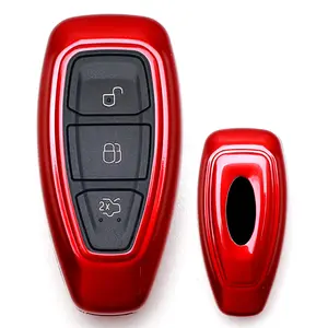 iJDMTOY Exact Fit Gloss Metallic Red Smart Remote Key Fob Shell For 2011-2017 Ford Fiesta, 2012-2017 Ford Focus, 2013-2016 C-MAX (Only Fit 2/3-Button Key)