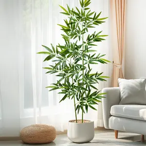 120-240cm/94.48in Artificial Green Bamboo Leaves, Fake Branch Plants, Tropical House Plant, Suitable for Home, Office Decoration