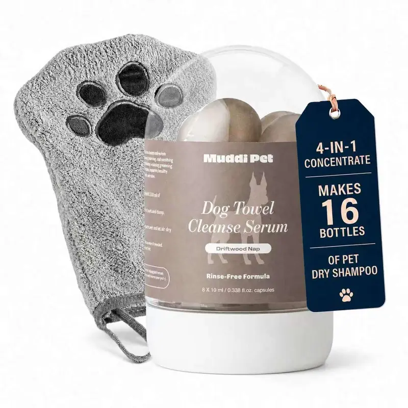 4-in-1 Waterless Dog Shampoo and Conditioner Concentrate, Makes 16 Bottles of Dry Shampoo for Dogs, Cleanses, Conditions, Moisturizes & Deodorizes, 98%+ Naturally Derived - Rinse-Free