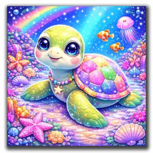 5D Full Drill Diamond Painting Kit,Turtle Diamond Art Kits for Adults, Ocean Theme DIY Round Diamond Mosiac Kits,Diamond Dots,Gem Art and Crafts,Home Wall Decor,16x16inch