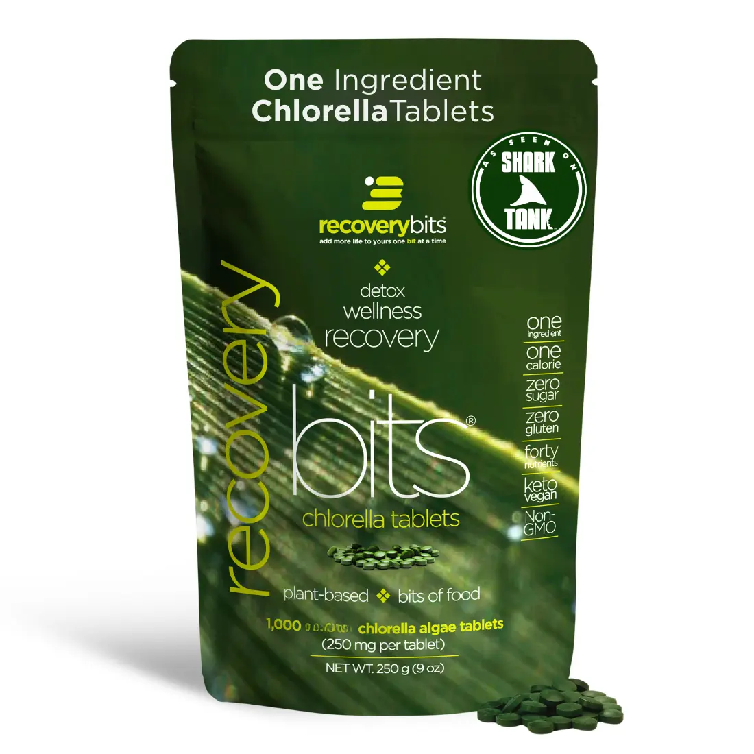 RECOVERYbits Chlorella Tablets - 1,000ct 100% Pure Algae Supplement for Energy, Recovery, Gut Health, Detox & Cellular Renewal