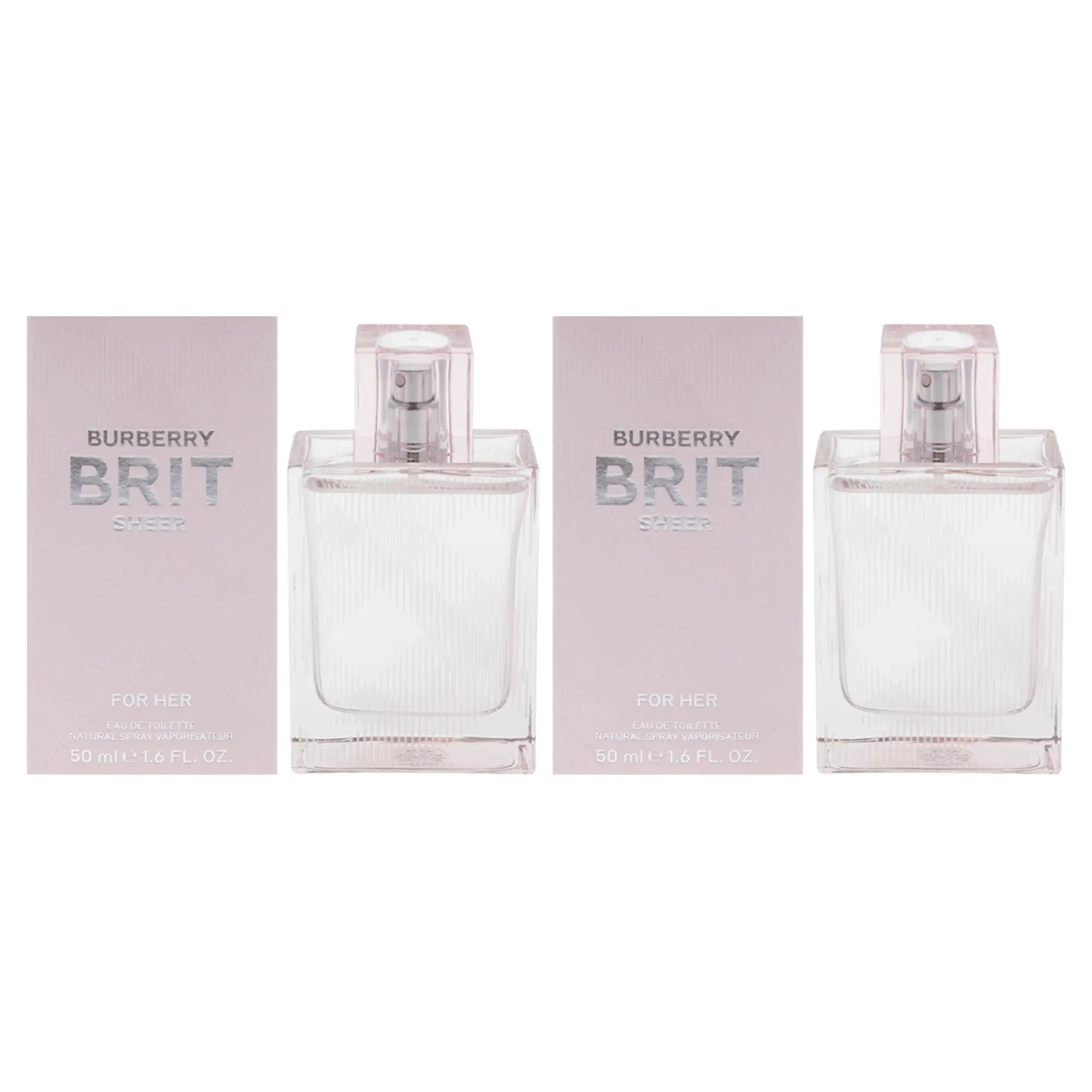 Burberry Brit Sheer for Women, Eau de Toilette Spray for Everyday Use, Subtle Fresh Aroma, 1.6 fl oz (50ml) Bottle - Pack of 2