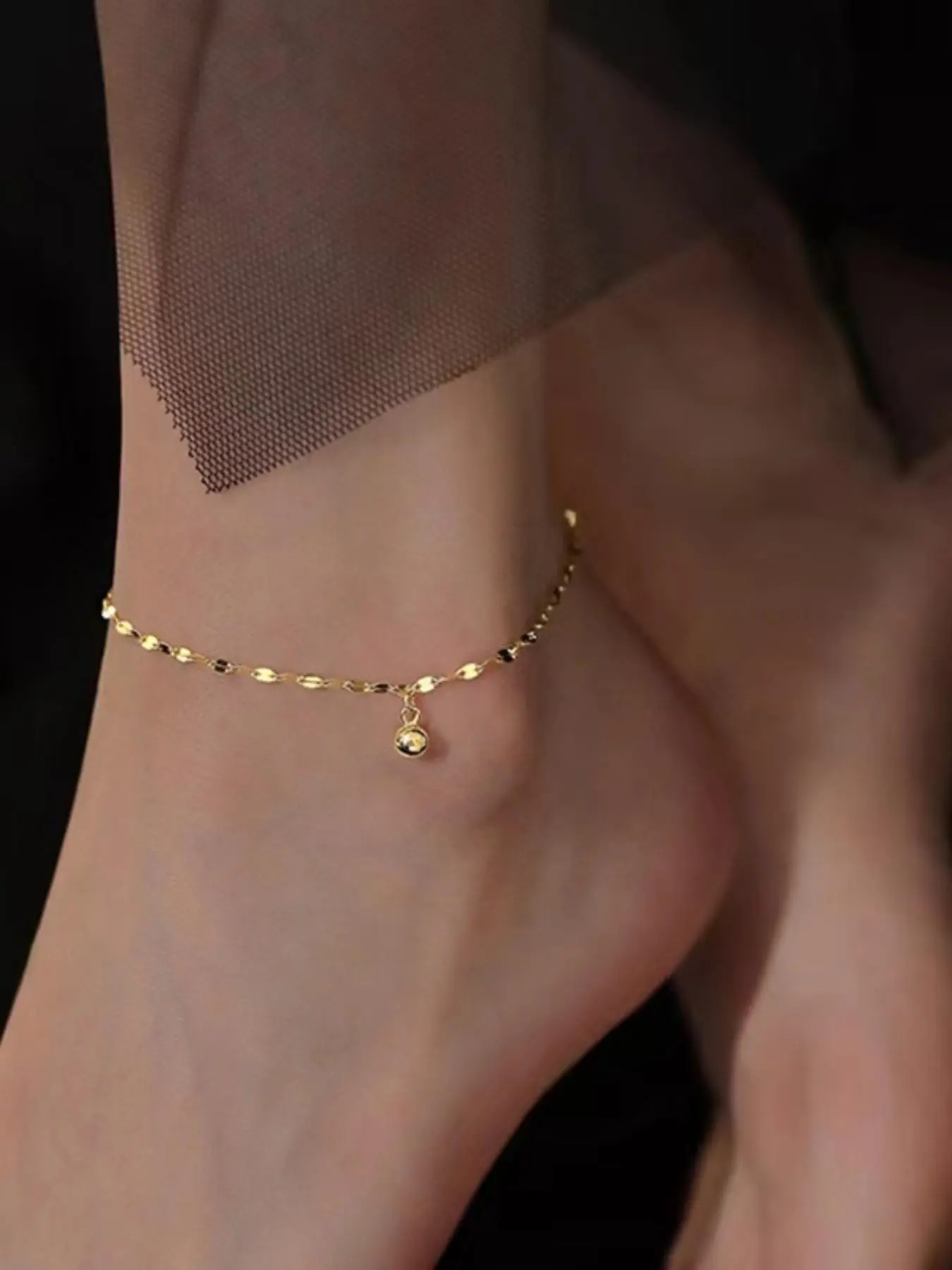 Fashionable Metal Chain Adjustable Anklet, Simple Round Bead Decor Anklet for Women & Girls for Party, Everyday Accessories, Fashionable Accessory, Trendy All-match Jewelry, Jewellery for Birthday Gift