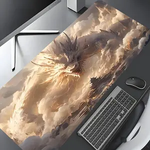 Mythical Golden Dragon Large Gaming Mouse Pad, Washable Rubber Extended Desk Mat with Non-Slip Base, Girly Aesthetic Home Office Decor, Mouse Pads for Desk, Christian Gifts for Women