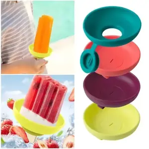 4pc Silicone Leak-Proof Ice Pop Molds with Reusable Food-Grade Ice Stick Holder, Portable Summer Frozen Snack Ice Cream Tool for Kids and Adults